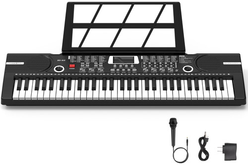 61 Key Keyboard Piano, Electric Piano Music Keyboard with Teaching Mode, Microphone, Sheet Music Stand and Power Supply, portable keyboard piano for Beginners