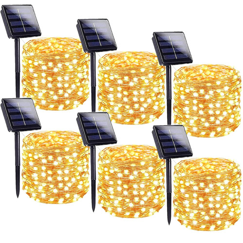 Solar String Lights Outdoor, 6-Pack Each 100 LED Solar Christmas Twinkle Lights Outside Waterproof Copper Wire with 8 Modes Solar Fairy Lights for Garden Yard Tree Wedding Christmas Decor (Warm White) Solar String Lights Outdoor, 6-Pack Each 100 LED Solar Christmas Twinkle Lights Outside Waterproof Copper Wire with 8 Modes Solar Fairy Lights for Garden Yard Tree Wedding Christmas Decor (Warm White)