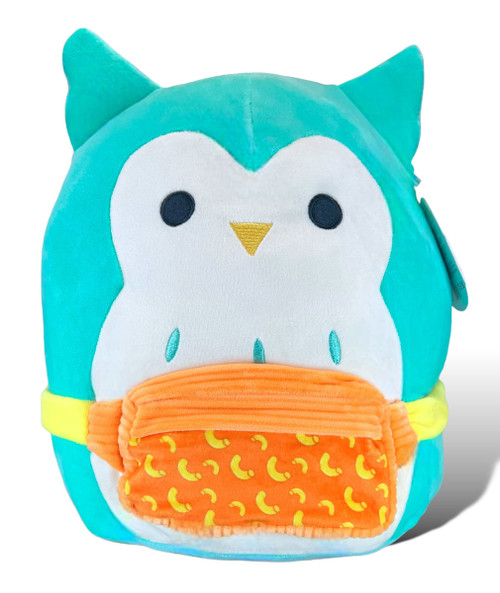 Squishmallows Official Kellytoy 12 Inch Winston Owl Teal Plush Wearing A Macaroni Fanny Pack - Select Series Stuffed Animal Toy Pillow