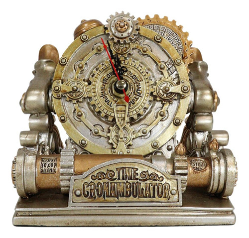 Ebros Gift Steampunk Chronambulator Time Warp Machine with Painted Clockwork and Gearwork Decorative Desktop Table Clock Figurine Futuristic Office Study Library Clocks Victorian Science Fiction