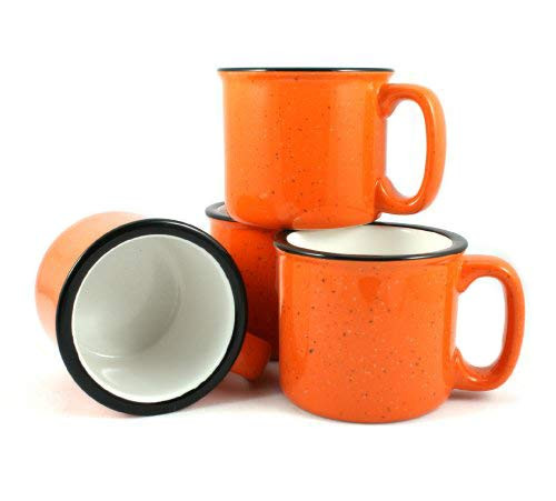 Marble Creek Ceramic Campfire Mug, 15oz - Set of 4 (Orange)