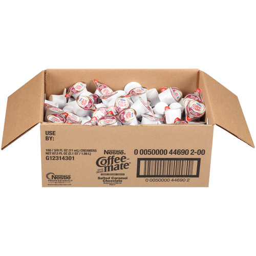 Nestle Coffee mate Coffee Creamer, Salted Caramel Chocolate, Liquid Creamer Singles, Non Dairy, No Refrigeration, Box of 180 Singles (NES44690) Nestle Coffee mate Coffee Creamer, Salted Caramel Chocolate, Liquid Creamer Singles, Non Dairy, No Refrigeration, Box of 180 Singles (NES44690)