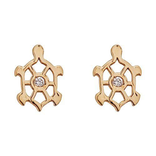 14K Yellow Solid Gold High Polished Open Turtle Silhouette with Hat Screw Back Stud Earrings | Stud Earrings | Turtle Silhouette Stud Earrings | Solid Gold Stud Earrings for Women and Girls