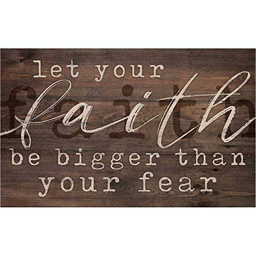 P. Graham Dunn Let Faith Be Bigger Natural Brown 17 x 11 Pine Wood Decorative Pallet Plaque