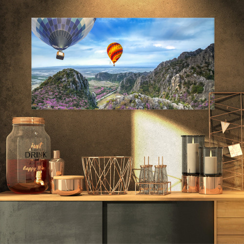 Designart Mountains and Balloon Landscape-Photo Canvas Print-32x16, 32x16 Designart Mountains and Balloon Landscape-Photo Canvas Print-32x16, 32x16