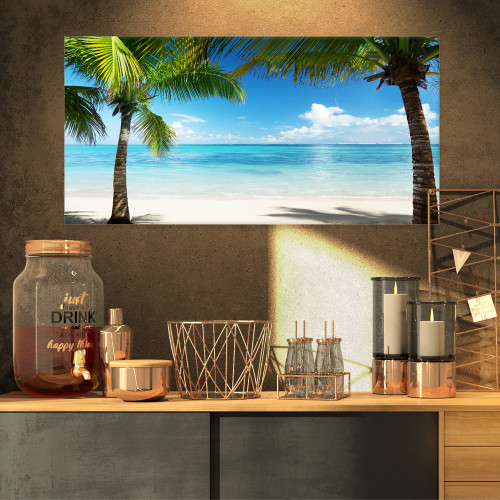 Designart Palm Trees and Sea-Landscape Photo Canvas Print-32x16, 32 x 16 in Designart Palm Trees and Sea-Landscape Photo Canvas Print-32x16, 32 x 16 in