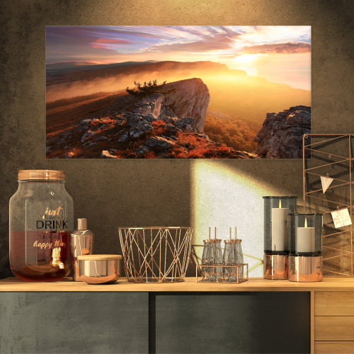 Design Art PT9634-32-16 Sunrise in Ai Petri Mountains Landscape Photo Canvas Art Print, 32x16, Yellow Design Art PT9634-32-16 Sunrise in Ai Petri Mountains Landscape Photo Canvas Art Print, 32x16, Yellow