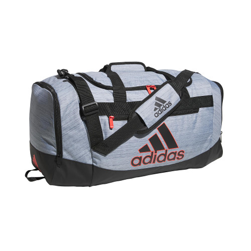 adidas Unisex Adult Defender 4 Medium Duffel Bag, Two Tone Grey Two/Black/Bright Red, One Size