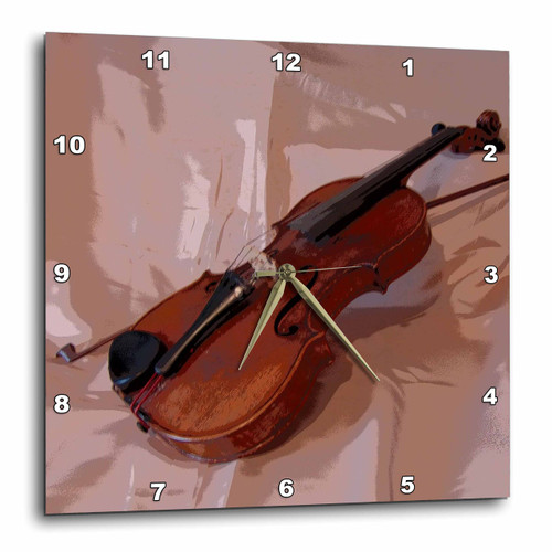3dRose DPP_35222_1 Violin Abstract-Wall Clock, 10 by 10-Inch
