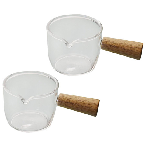 8 Pcs Glass Milk Cup Espresso Steaming Pitchers Clear Milk Pitcher Cup Sauce Pitcher Clear Glass Milk Pitcher Sauce Containers Espresso Shot Liquid Multipurpose Shot Glass Wood