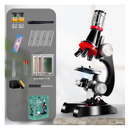 RADHAX Microscope Kit Kids Zoom Biological Microscope Lab Led 100x 400x 1200x for Children Microscope Lens Adapters (Color : 1065C)