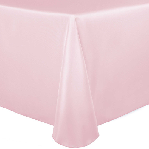 ULTIMATE TEXTILE Bridal Satin 90 x 120-Inch Rectangular Tablecloth Blush Ice Pink