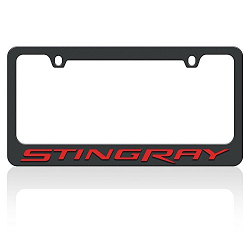 West Coast Corvette C7 Stingray Script License Plate Frame - Black w/Red Script