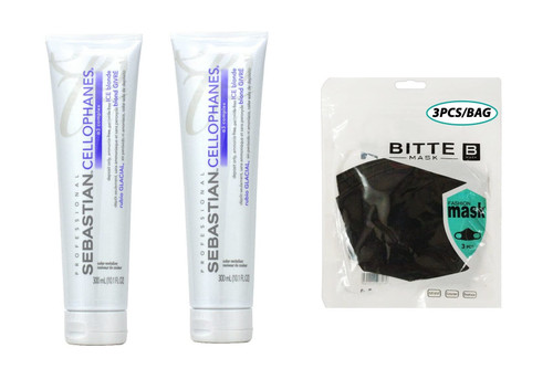 CELLOPHANES ICE BLONDE, Color Revitalizer with A3 Complex (ICE BLONDE - 10.1 oz / 300 ml) (2pack) w/Fashion Mask 3pcs