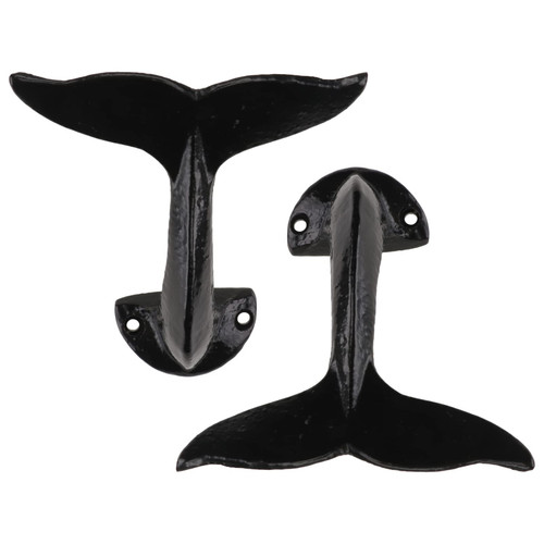 VICASKY 2pcs Cast Iron Whale Tail Towel Hooks Nautical Decor Wall Mount Coat Clothes Hanger Decorative Hanging Hook for Coat Robe Hat Clothes Towel Storage