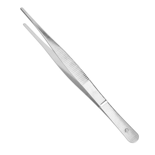 TEBUTI Tweezers Stainless steel teeth forceps long barbecue food forceps straight forceps household medical garden kitchen barbecue tools (Color : Silver, Size : 20CM)