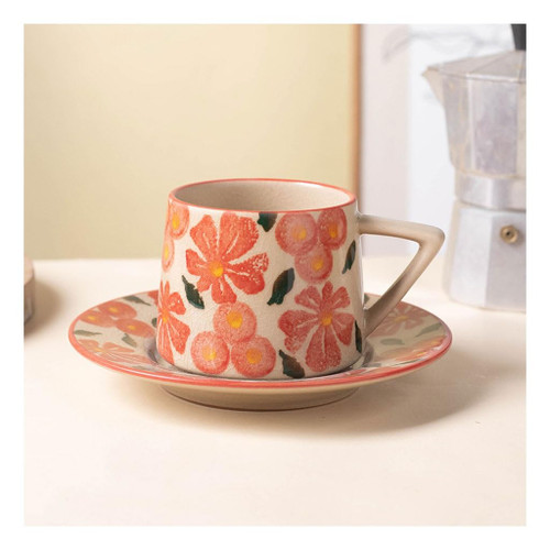 TWEEZELOS Coffee Cup Simple Ceramic Creative Set Milk Cup Mug Office Afternoon Tea Stoneware Coffee Cup Saucer Travel Coffee Mug (Color : B)