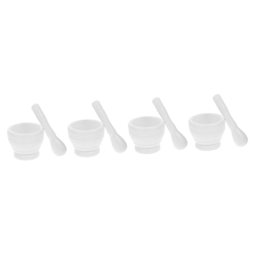 Ciieeo 4 Sets Garlic Masher Household Pestle Mortar for Kitchen Garlic Crusher Seasoning Pestle Mortar and Pestle Crush Pot Grinding Bowl for Home Boxed Plastic White