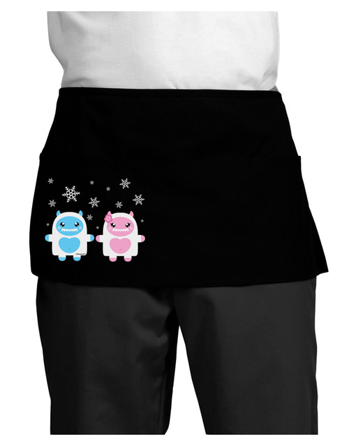 TooLoud Cute Abominable Snowman Yeti Couple - Christmas Dark Adult Mini Waist Apron - Black - One-Size