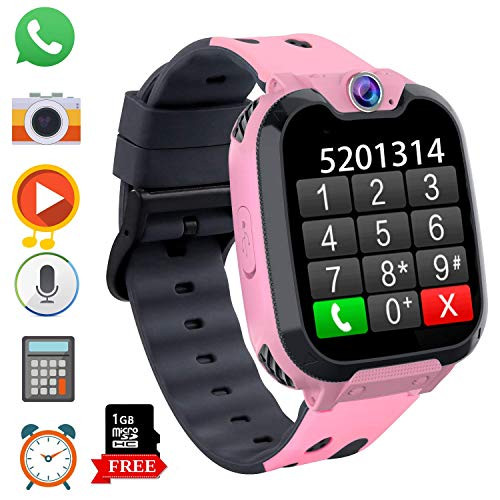 Kids Game Smart Watch for Boys Girls - 1.54" HD Touch Screen Music Students Sports Smartwatch Phone with Call Camera Games Recorder Alarm for Children Days Gifts for Boys 4-12 Years Old (Pink)