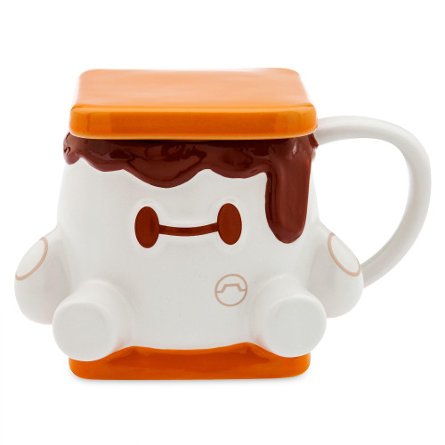 Disney Store Official Baymax S'More Disney Munchlings Baked Treats Mug, Big Hero 6, 455ml, Sculpted Stoneware Drinking Cup with Lid, Morning Brew Beverage Holder