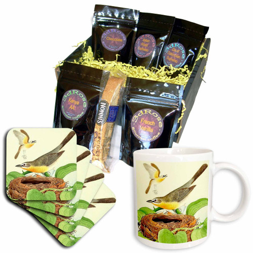 3dRose Vintage Bird Art Yellow-Breasted Chat Birds Nest... - Coffee Gift Baskets (cgb-364684-1)