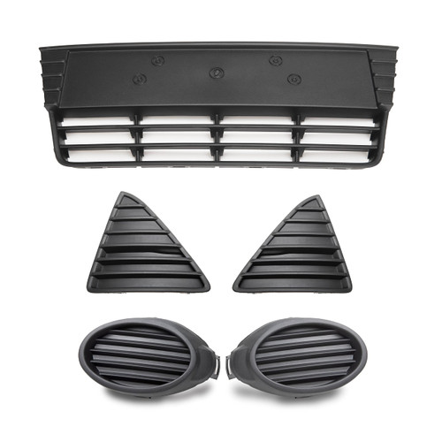 BXZ Front Bumper Grille Grill Insert Fog Light Cover Kit for Ford Focus 2012 2013 2014 Matte Black CP9Z17K945B FO1036137 BM5Z17E811EA FO1039115