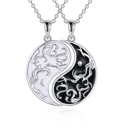 CRMAD Yin Yang Necklace for Couples Sterling Silver Tree of Life Star Moon Matching Jewelry Gifts for Women Girls (tree of life)