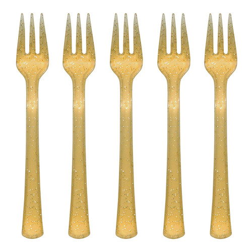 Creative Converting 24 Count Glitter Forks, Mini, Glitz Gold