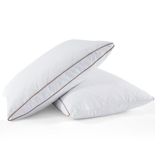 WOLKI Goose Down Feather Pillows, Pillows King Size Set of 2, 100% Soft Cotton Cover Bed Pillows, Hotel Pillow for Back, Stomach or Side Sleepers