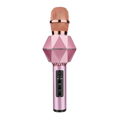 Wireless Karaoke Microphones Speaker, 4 in 1 Handheld Portable Bluetooth Home KTV Player, Superior Audio Quality for Singing & Recording, Compatible with Android & iOS (Rose Gold)
