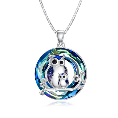 YOSOPRETTY Owl Crystal Necklace for Women 925 Sterling Silver Mother And Daughter Owl Pendant Jewelry Birthday Mothers Day Gifts for Mom Daughter Owl Lovers YOSOPRETTY Owl Crystal Necklace for Women 925 Sterling Silver Mother And Daughter Owl Pendant Jewelry Birthday Mothers Day Gifts for Mom Daughter Owl Lovers