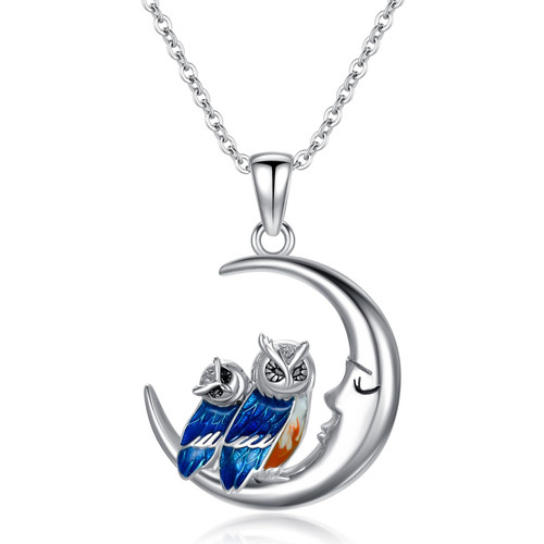 SELKAT Owl Pendant Necklace for Women 925 Sterling Silver Mother Daughter Owl Necklace Cute Animal Jewelry Gift for Mother's Day SELKAT Owl Pendant Necklace for Women 925 Sterling Silver Mother Daughter Owl Necklace Cute Animal Jewelry Gift for Mother's Day