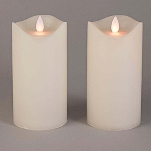 Gerson 43712 - 6" Bisque Wavy Edge Battery Operated LED Wax Candle Light with Timer (2 pack)