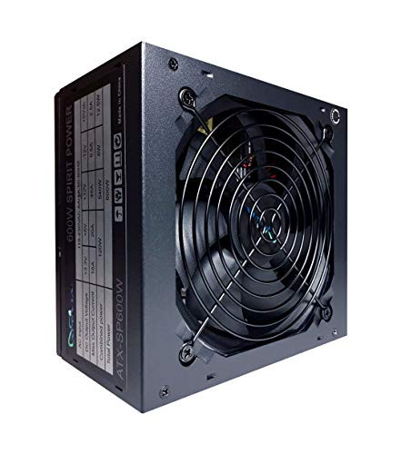 Apevia ATX-SP600W Spirit ATX Power Supply with Auto-Thermally Controlled 120mm Fan, 115/230V Switch, All Protections