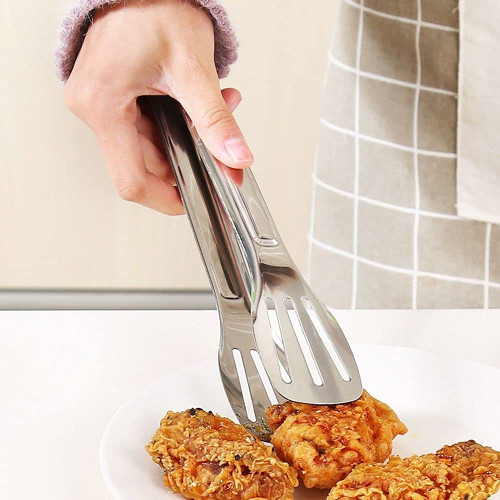 KaAfaL Cooking Tongs Stainless Steel Barbecue Forceps Meat Food Clip Heat Resistant Reusable Barbecue Tools Barbecue Accessories Tongs (Color : Small)