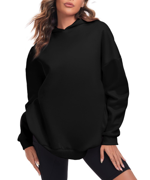 Oversize Hoodies for Women Fleece Crewneck Sweatshirt Casual Long Sleeve Loose Pullover Tops Black Oversize Hoodies for Women Fleece Crewneck Sweatshirt Casual Long Sleeve Loose Pullover Tops Black