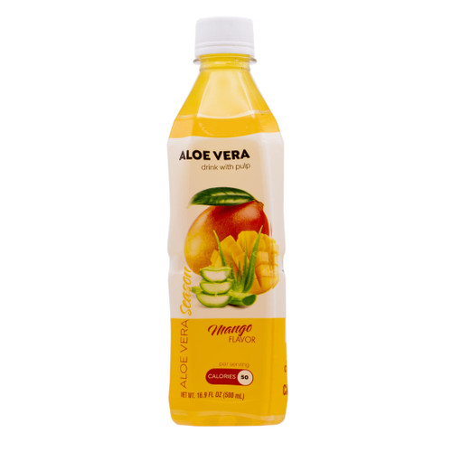 Season Aloe Vera Drink with Pulp, Mango Flavor, 16.9 fl oz (Pack of 24)