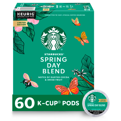 Starbucks K-Cup Coffee Pods, Medium Roast Coffee, Spring Day Blend For Keurig Coffee Makers, 100% Arabica, Limited Edition, 6 Boxes (60 Pods Total)