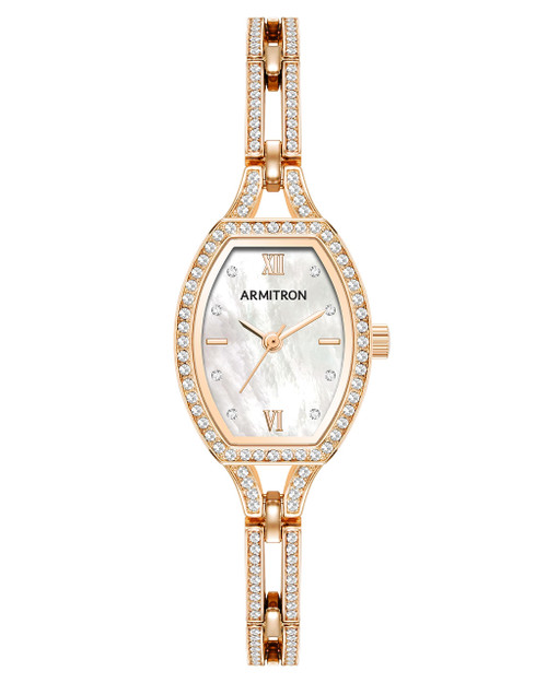 Armitron Women's Rose Gold-Tone Mother of Pearl Dial Crytal Accented Bracelet Watch, 75/5902MPRG