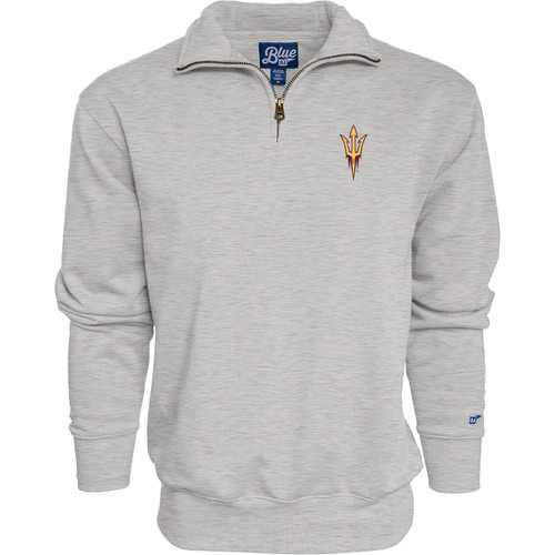 Blue 84 Men's Arizona State Sun Devils Quarter Zip Sweatshirt Icon Grey, Grey, Medium
