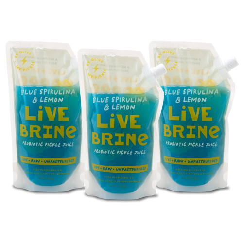 Olive My Pickle Probiotic Pickle Juice - 58.5 Ounces | 3 Pack Bundle of LiveBrine Blue Spirulina & Lemon Pickle Juice with Natural Probiotics and Digestive Enzymes for Gut Health - 39 Pickle Shots Olive My Pickle Probiotic Pickle Juice - 58.5 Ounces | 3 Pack Bundle of LiveBrine Blue Spirulina & Lemon Pickle Juice with Natural Probiotics and Digestive Enzymes for Gut Health - 39 Pickle Shots