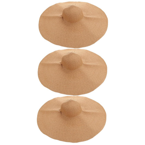 Holibanna 3pcs Oversized Straw Hat Beach Sun Hats for Women Sun Visor Hats Wide Sun Hats Foldable Sun Hat Womens Caps and Hats Straw Sun Hats for Women Has Miss Paper Beach Hat Wide Eaves