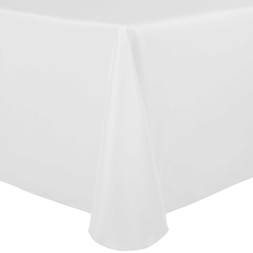 ULTIMATE TEXTILE 60 x 144-Inch Oval Polyester Linen Tablecloth White