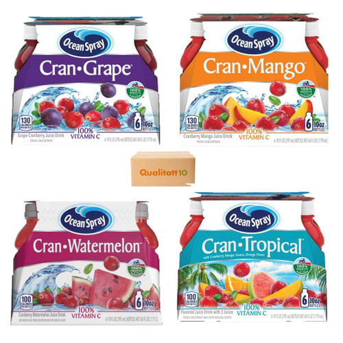 Ocean Spray Cran Tropical Grape Mango And Watermelon, Variety Pack 10 fl oz 24 Pack by QUALITATT 10 Ocean Spray Cran Tropical Grape Mango And Watermelon, Variety Pack 10 fl oz 24 Pack by QUALITATT 10
