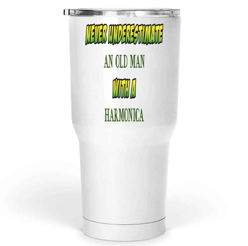 Funny Harmonica Dad - Father's Day or Birthday Gift for Harmonica Players - 30 Oz White Stainless Steel Large Tumbler