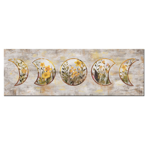 Biuteawal Moon Canvas Wall Art Moon Phase Picture Posters Grey Gold Painting Prints Astronomy Artwork Modern Home Office Bedroom Living Room Decorations Vintage Framed Ready to Hang