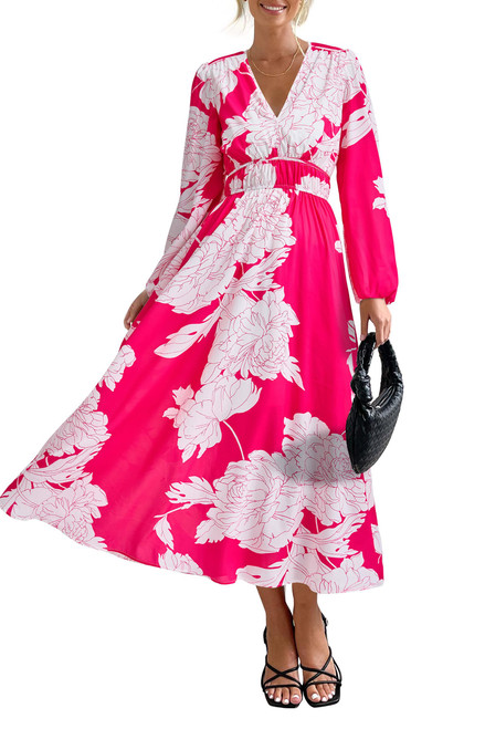 PRETTYGARDEN Maxi Dress for Women 2024 Fall Long Sleeve V Neck Printed Boho Beach Flowy Dresses (Rose Red Floral,Large) PRETTYGARDEN Maxi Dress for Women 2024 Fall Long Sleeve V Neck Printed Boho Beach Flowy Dresses (Rose Red Floral,Large)