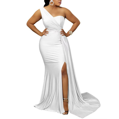 Lexiart Womens Sexy One Shoulder Slit Long Mermaid Dress Bodycon Formal Evening Prom Gowns White M Lexiart Womens Sexy One Shoulder Slit Long Mermaid Dress Bodycon Formal Evening Prom Gowns White M