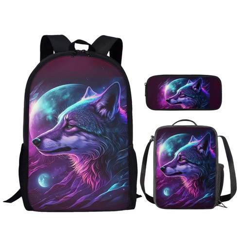 Showudesigns Wolf Backpack Lunch Box Combo Moon Night Kids School Backpacks for Girls Boys Elementary Bookbag Back Pack Insulated Lunch Bag Pencil Pouch Purple Showudesigns Wolf Backpack Lunch Box Combo Moon Night Kids School Backpacks for Girls Boys Elementary Bookbag Back Pack Insulated Lunch Bag Pencil Pouch Purple